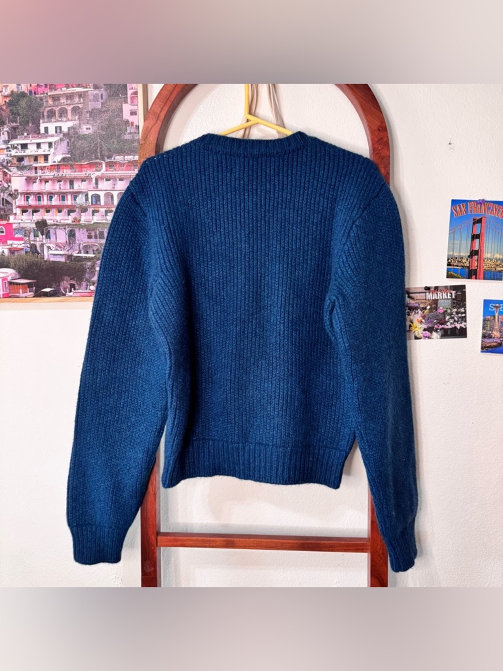 The Elder Statesman ribbed knit cashmere sweater petrol blue - Picture 6 of 9